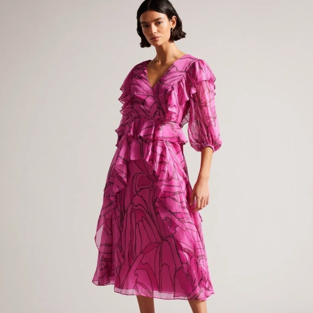 Ted Baker Elegant Pink Ruffle Dress